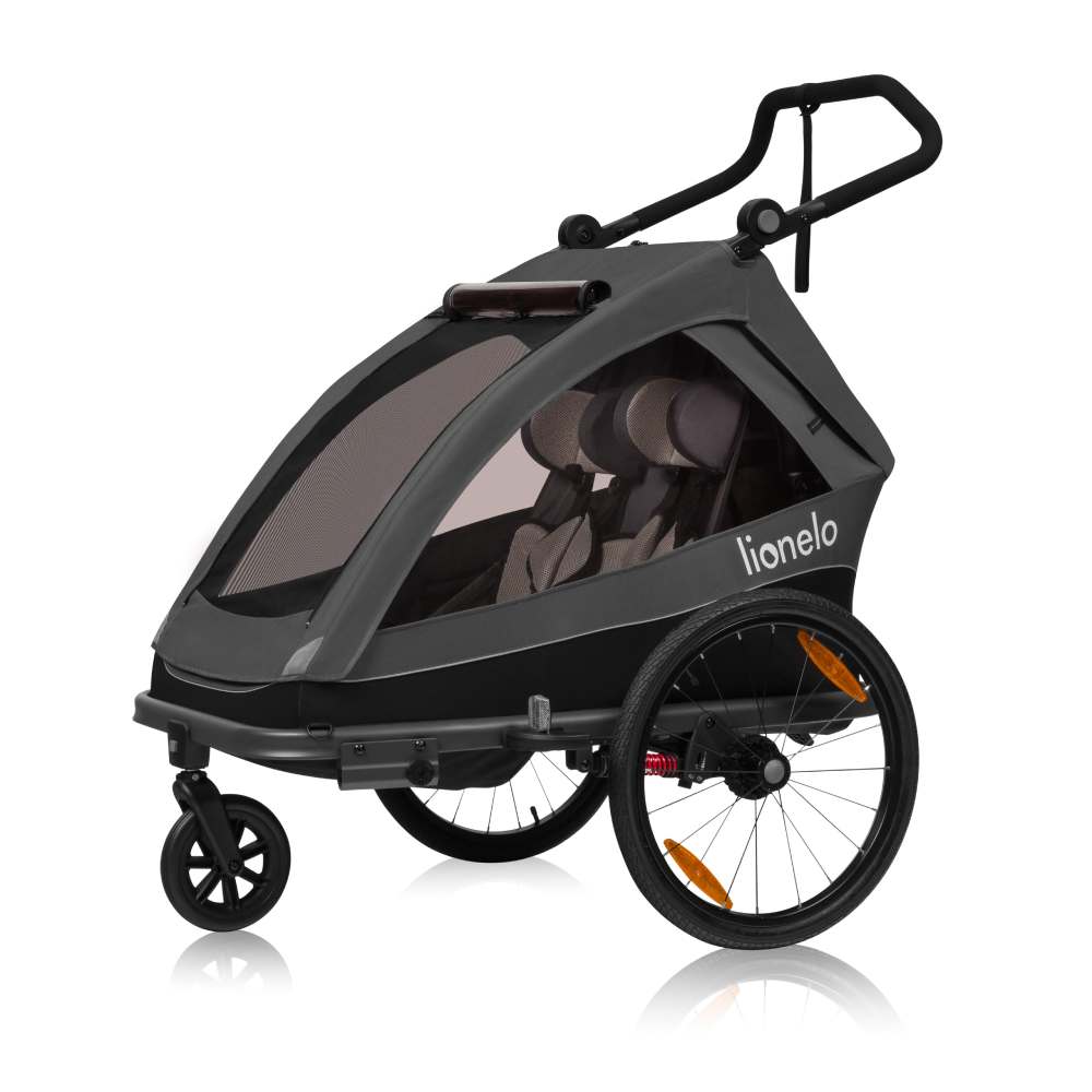 01lionelo cama djecja kolica i prikolica za bicikl za dvoje djece black onyx