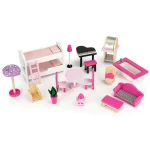 ecotoys drvena kucica za lutke s liftom i toboganom 04