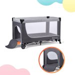 kinderkraft putni krevetic leody siva s dodacima 14